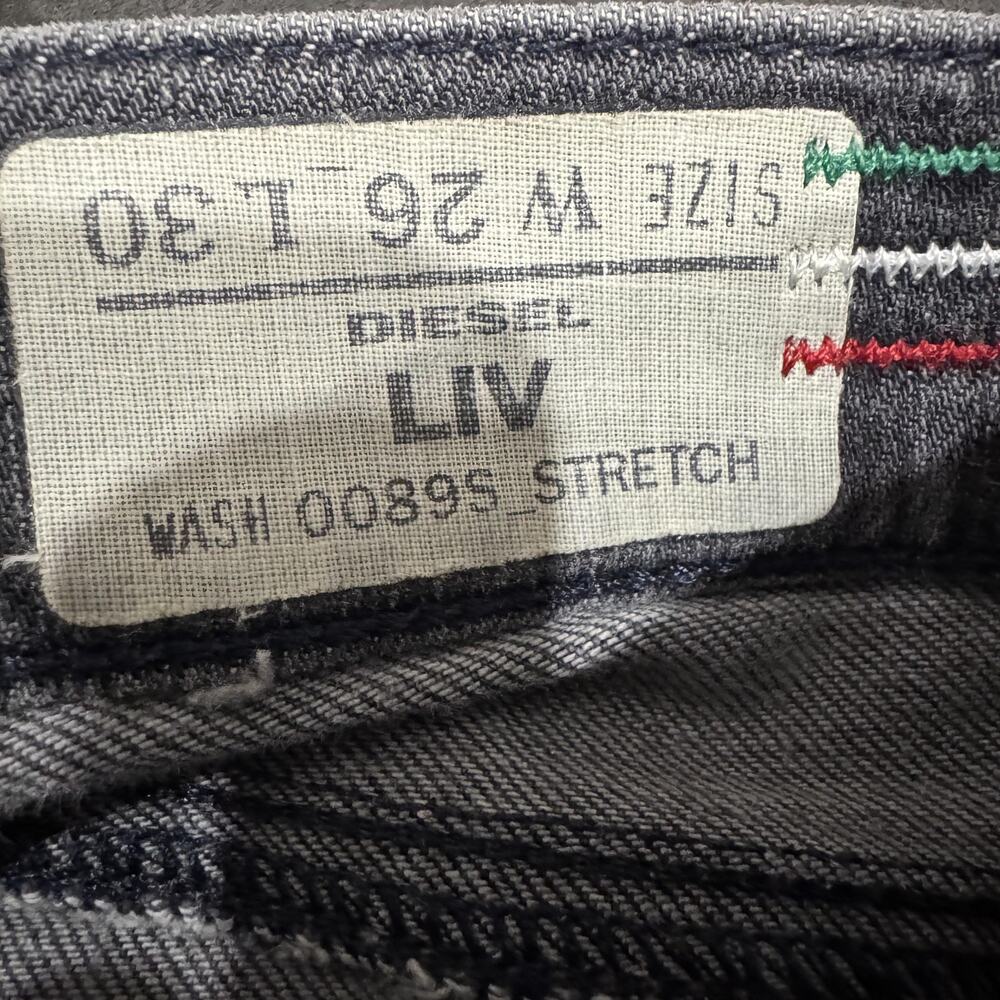 Diesel Liv Jeans 26x30 Made in Italy Gray Wash Stretch Straight Leg - Picture 6 of 13